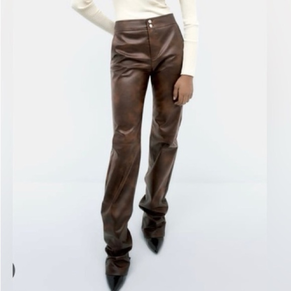 Zara Brown Straight Leg Pants